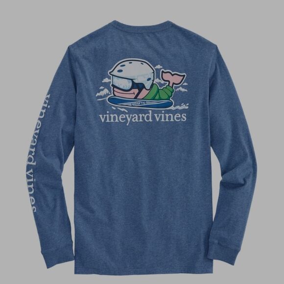 Vineyard Vines size XS Long-Sleeve Heathered Send It Whale Pocket T-Shirt - Picture 1 of 9